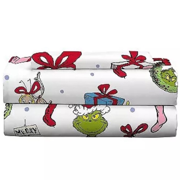 New The Grinch Dr Seuss 3 Pc Flannel Sheet Set - Picture 6 of 9